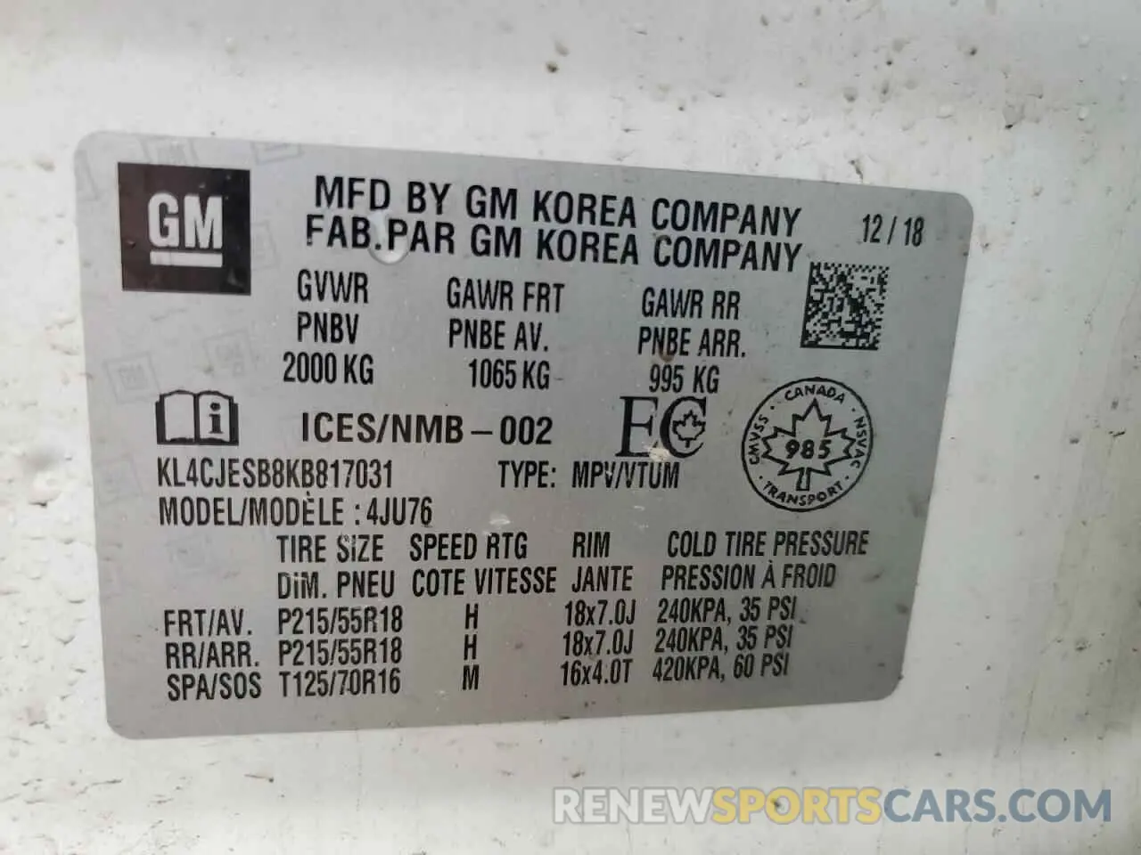 13 Photograph of a damaged car KL4CJESB8KB817031 BUICK ENCORE 2019