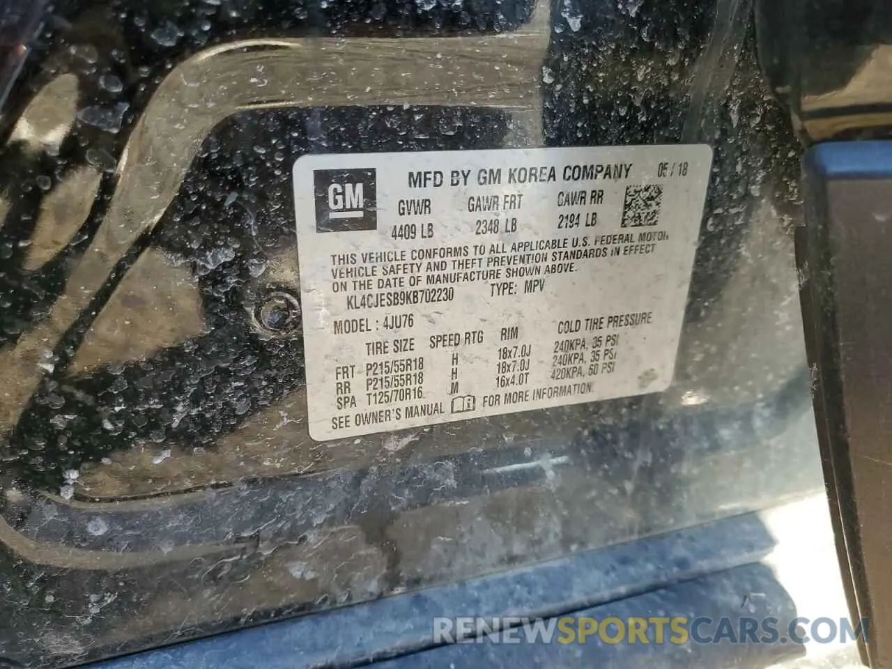13 Photograph of a damaged car KL4CJESB9KB702230 BUICK ENCORE 2019