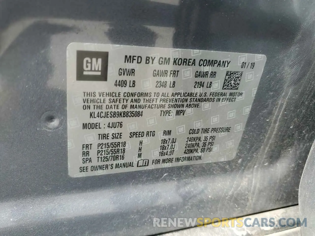 13 Photograph of a damaged car KL4CJESB9KB835084 BUICK ENCORE 2019