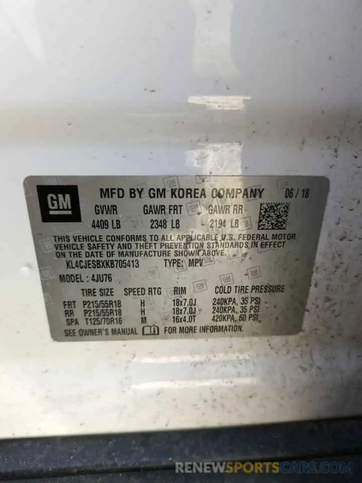 14 Photograph of a damaged car KL4CJESBXKB705413 BUICK ENCORE 2019