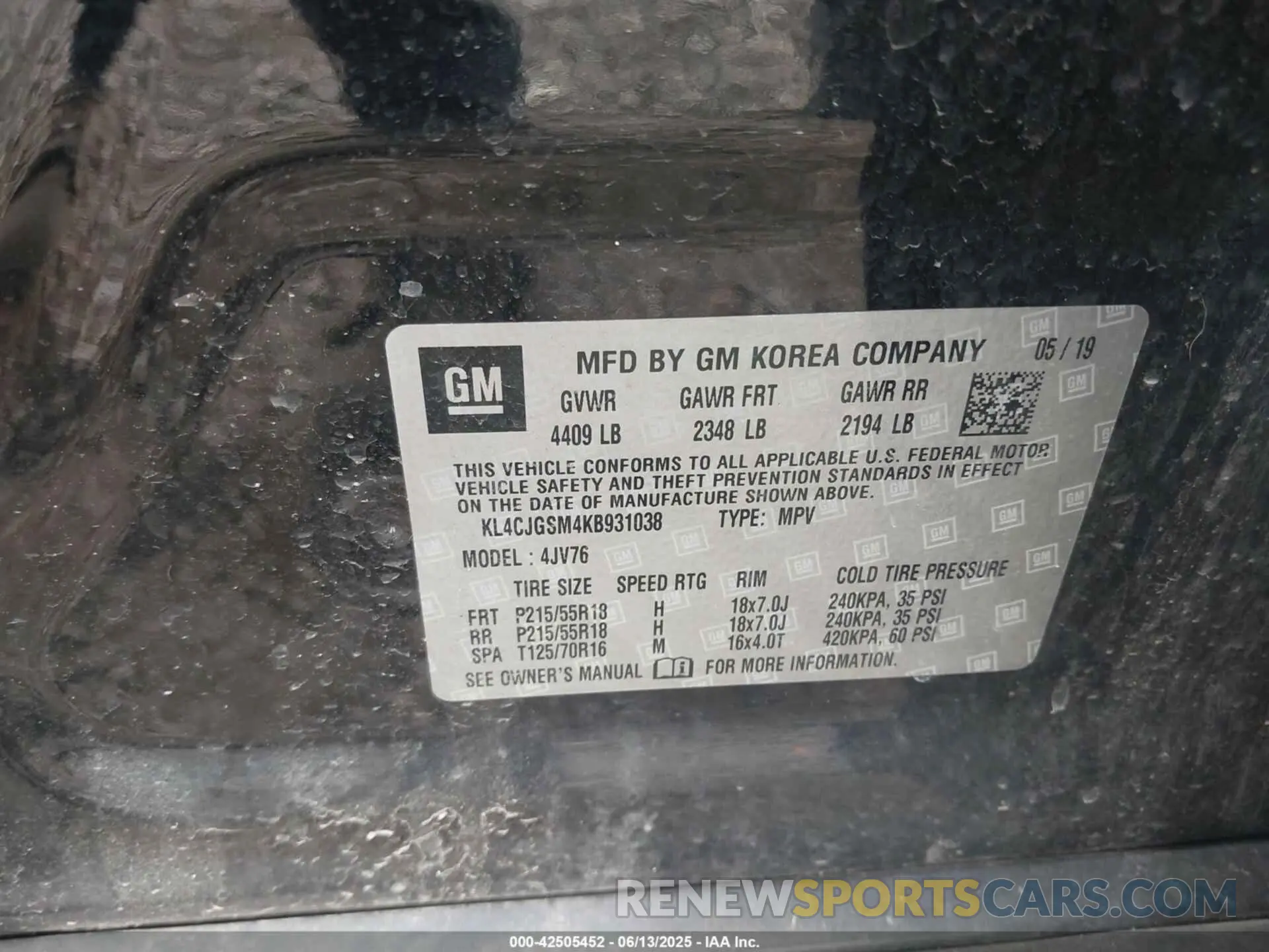 9 Photograph of a damaged car KL4CJGSM4KB931038 BUICK ENCORE 2019