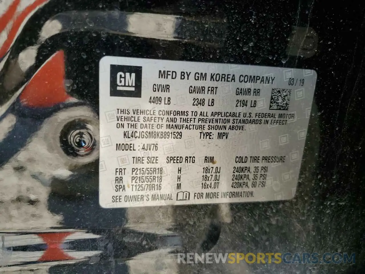 14 Photograph of a damaged car KL4CJGSM8KB891529 BUICK ENCORE 2019