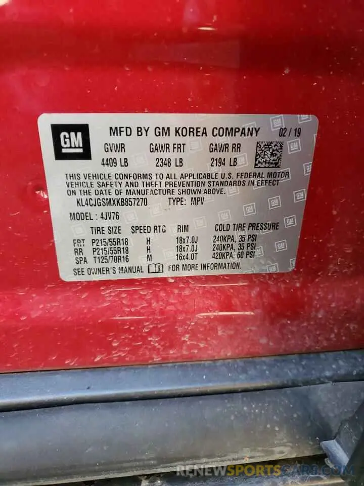 14 Photograph of a damaged car KL4CJGSMXKB857270 BUICK ENCORE 2019