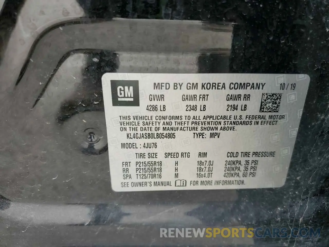 15 Photograph of a damaged car KL4CJASB0LB054805 BUICK ENCORE 2020