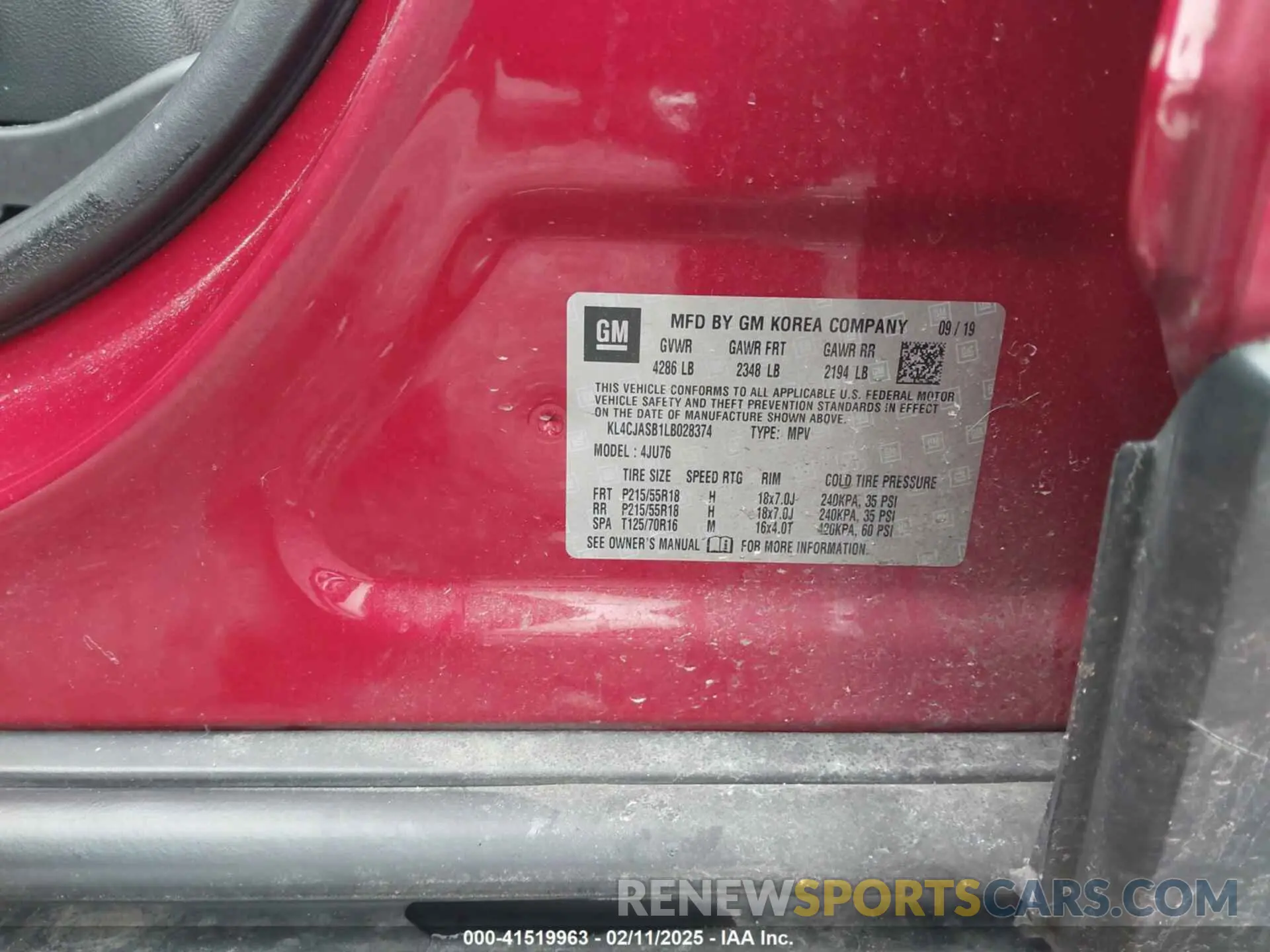 9 Photograph of a damaged car KL4CJASB1LB028374 BUICK ENCORE 2020