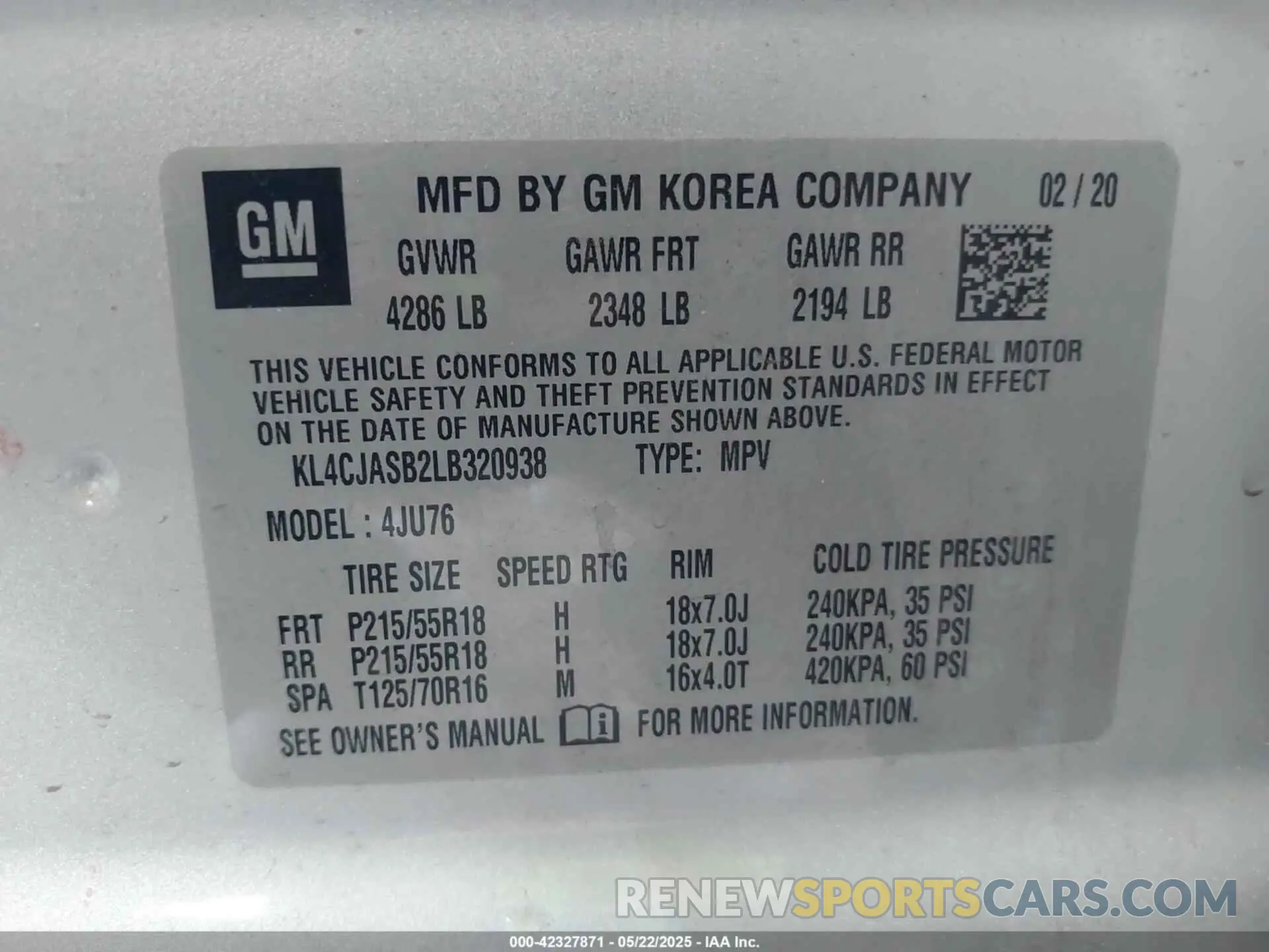 9 Photograph of a damaged car KL4CJASB2LB320938 BUICK ENCORE 2020