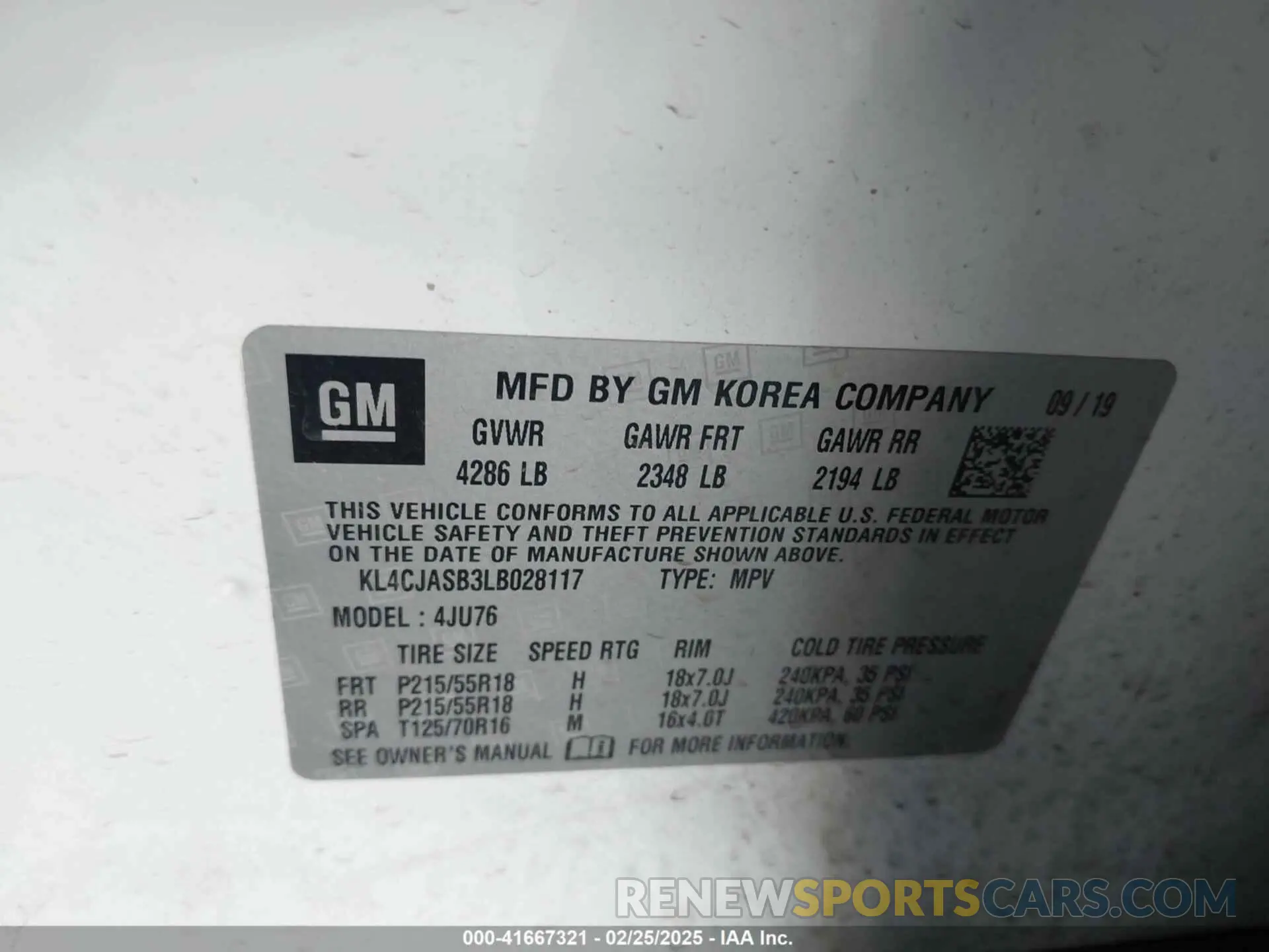 9 Photograph of a damaged car KL4CJASB3LB028117 BUICK ENCORE 2020