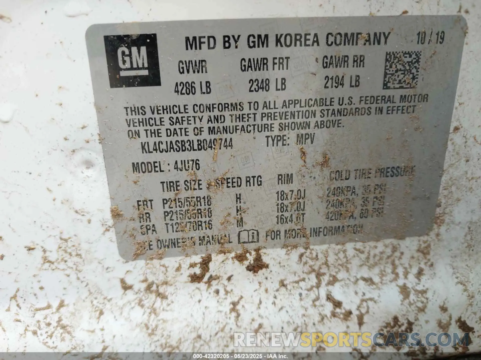9 Photograph of a damaged car KL4CJASB3LB049744 BUICK ENCORE 2020