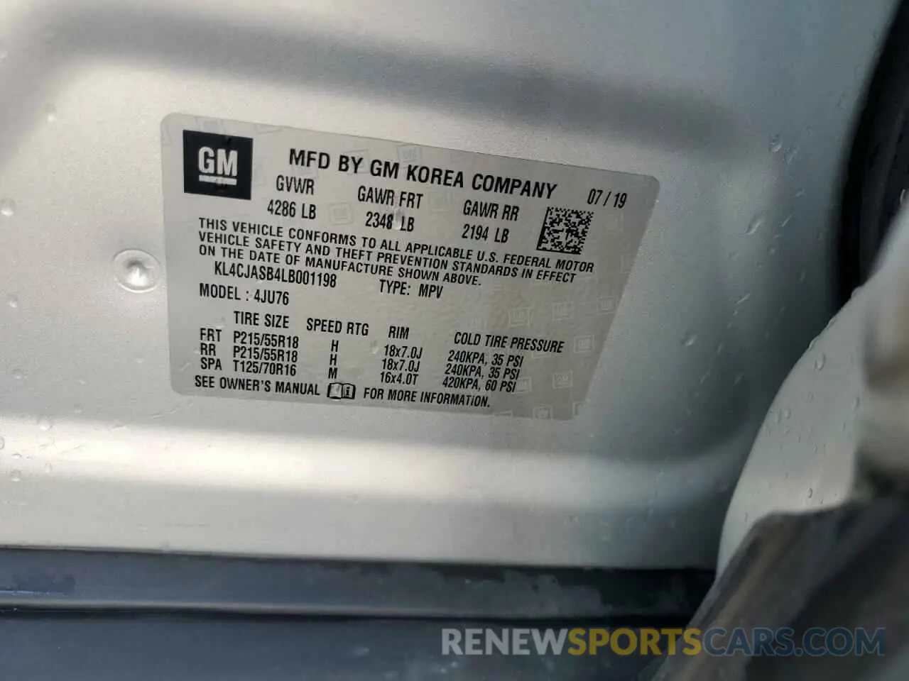 13 Photograph of a damaged car KL4CJASB4LB001198 BUICK ENCORE 2020