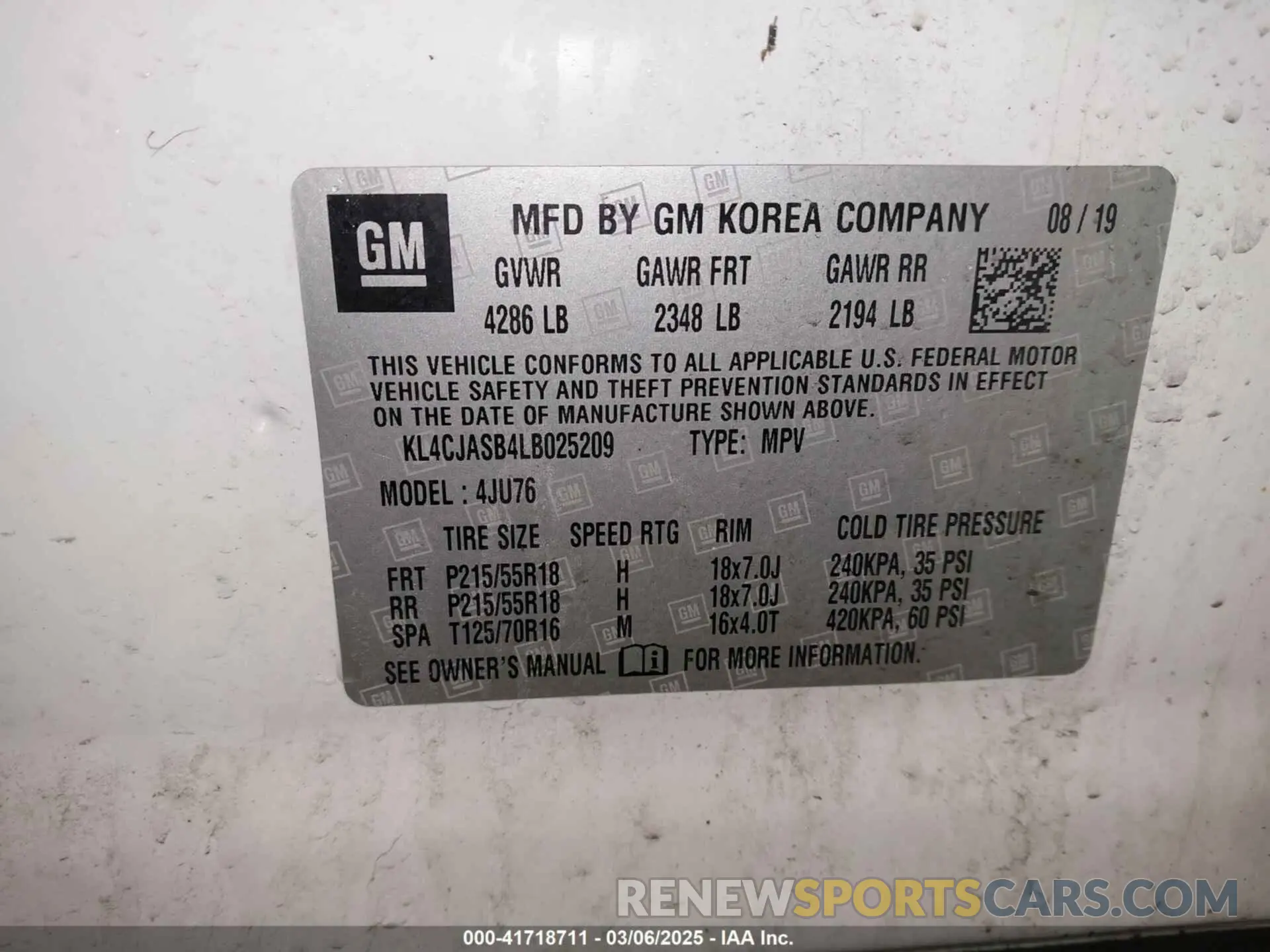 9 Photograph of a damaged car KL4CJASB4LB025209 BUICK ENCORE 2020
