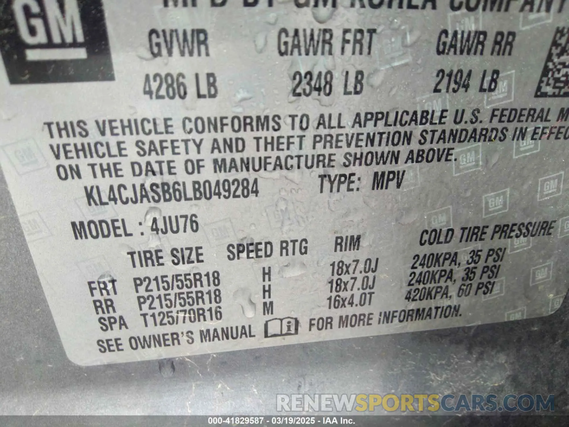 9 Photograph of a damaged car KL4CJASB6LB049284 BUICK ENCORE 2020