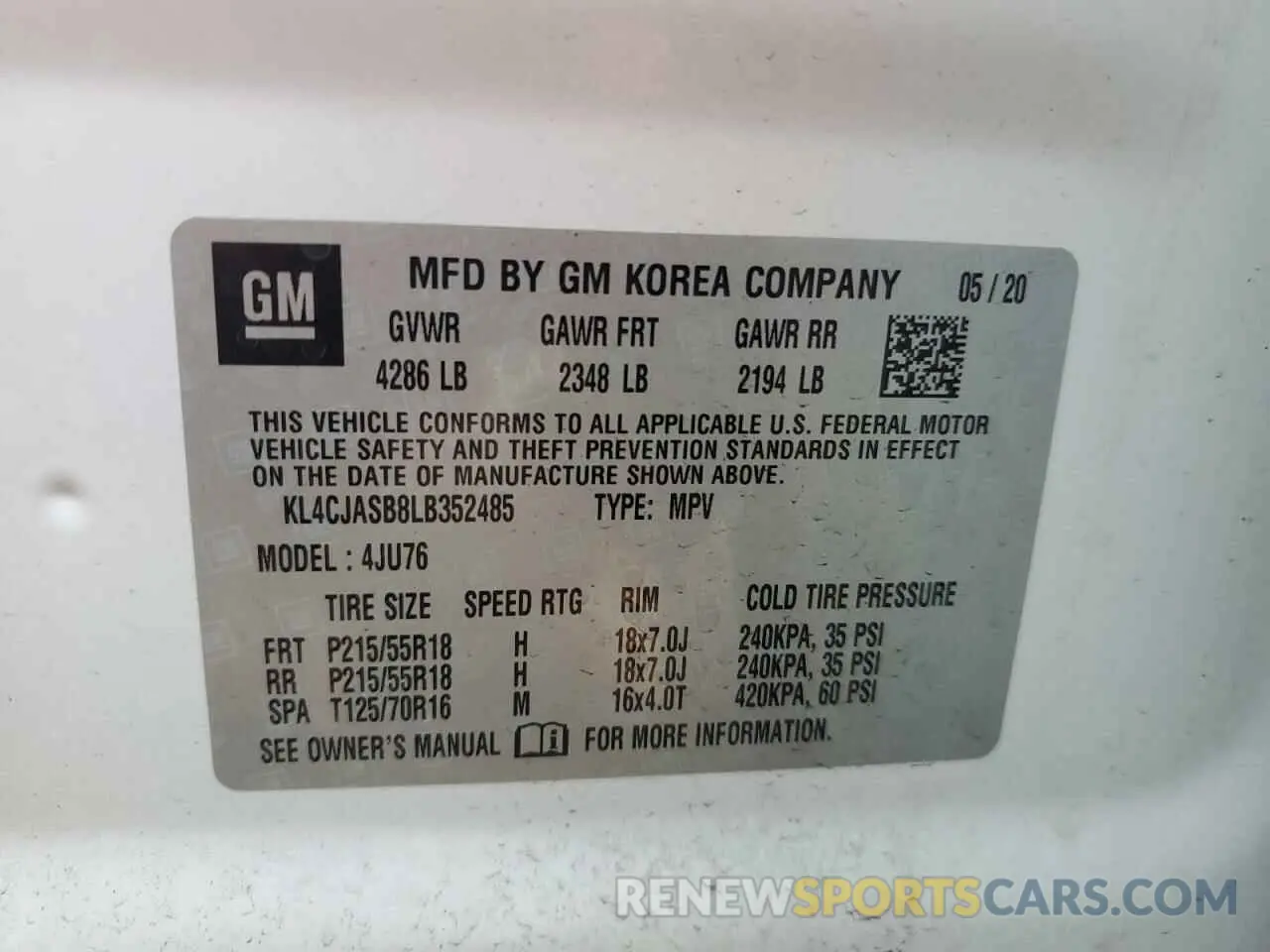 12 Photograph of a damaged car KL4CJASB8LB352485 BUICK ENCORE 2020