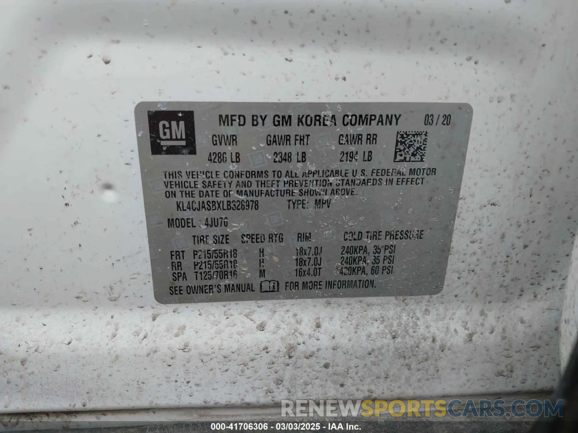 9 Photograph of a damaged car KL4CJASBXLB328978 BUICK ENCORE 2020