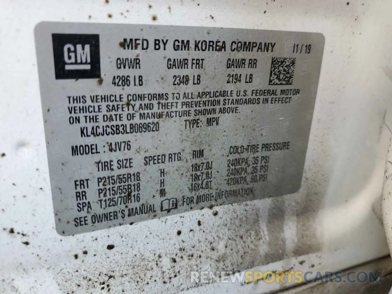 13 Photograph of a damaged car KL4CJCSB3LB069620 BUICK ENCORE 2020