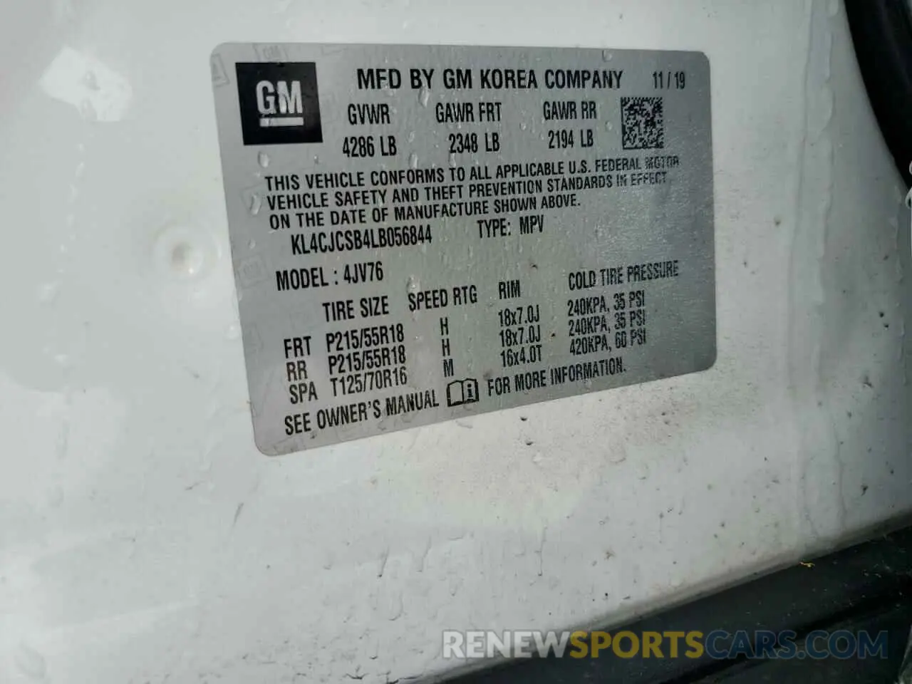 13 Photograph of a damaged car KL4CJCSB4LB056844 BUICK ENCORE 2020