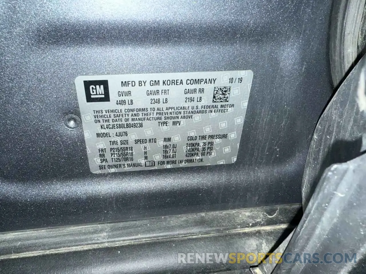 9 Photograph of a damaged car KL4CJESB0LB049238 BUICK ENCORE 2020