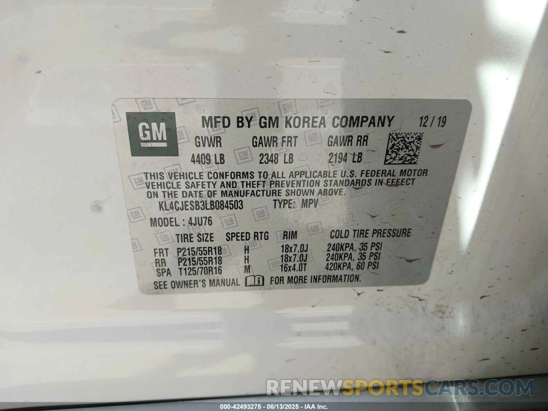 9 Photograph of a damaged car KL4CJESB3LB084503 BUICK ENCORE 2020