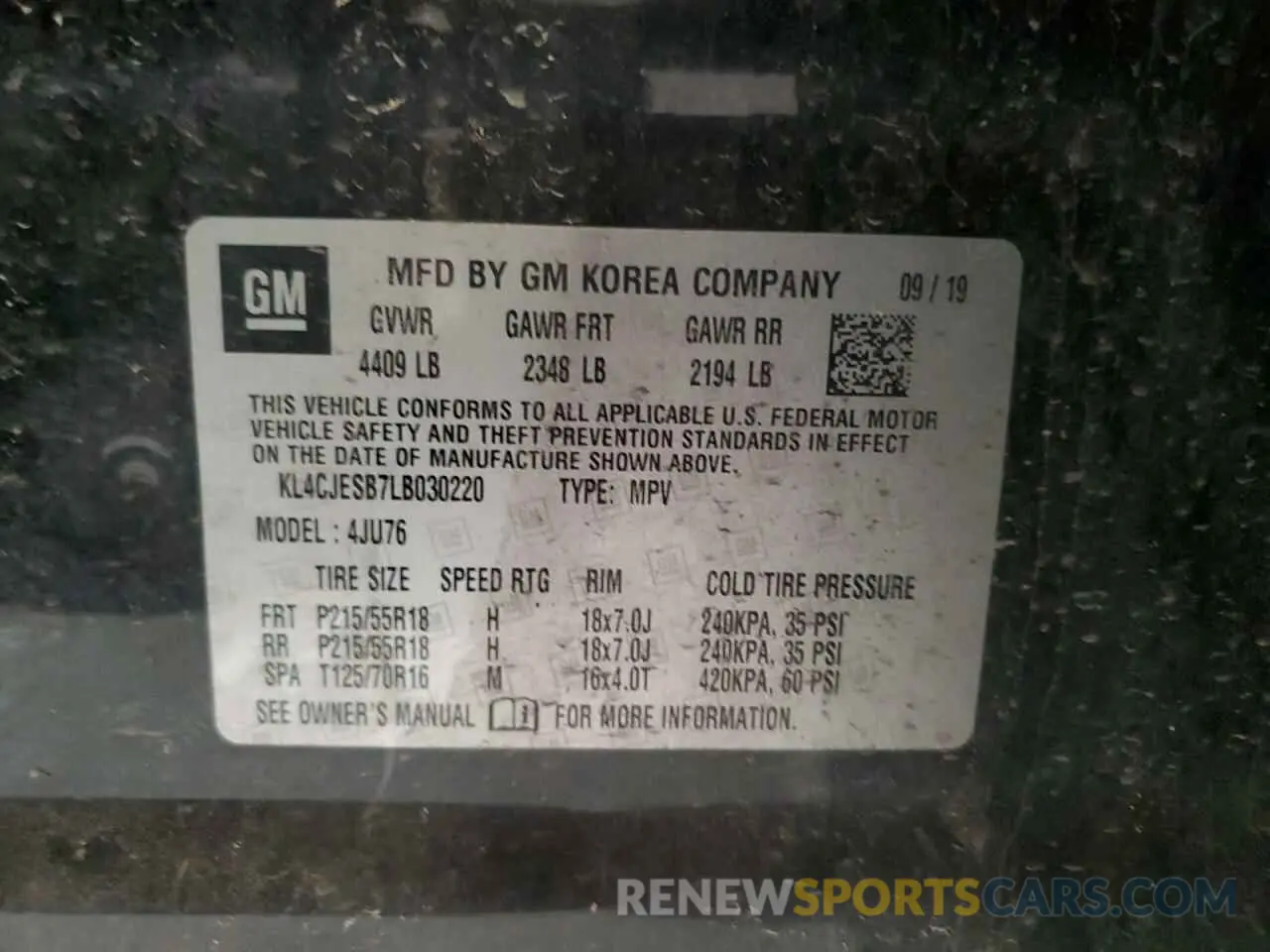 15 Photograph of a damaged car KL4CJESB7LB030220 BUICK ENCORE 2020