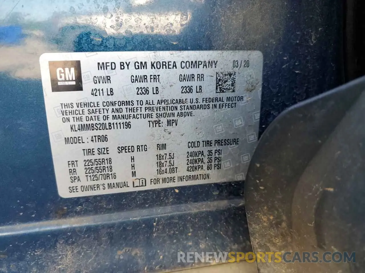 14 Photograph of a damaged car KL4MMBS20LB111196 BUICK ENCORE 2020