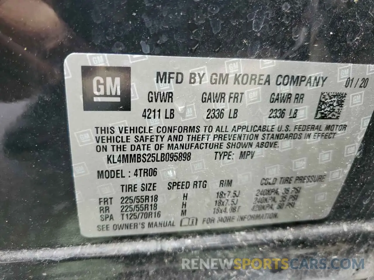 13 Photograph of a damaged car KL4MMBS25LB095898 BUICK ENCORE 2020