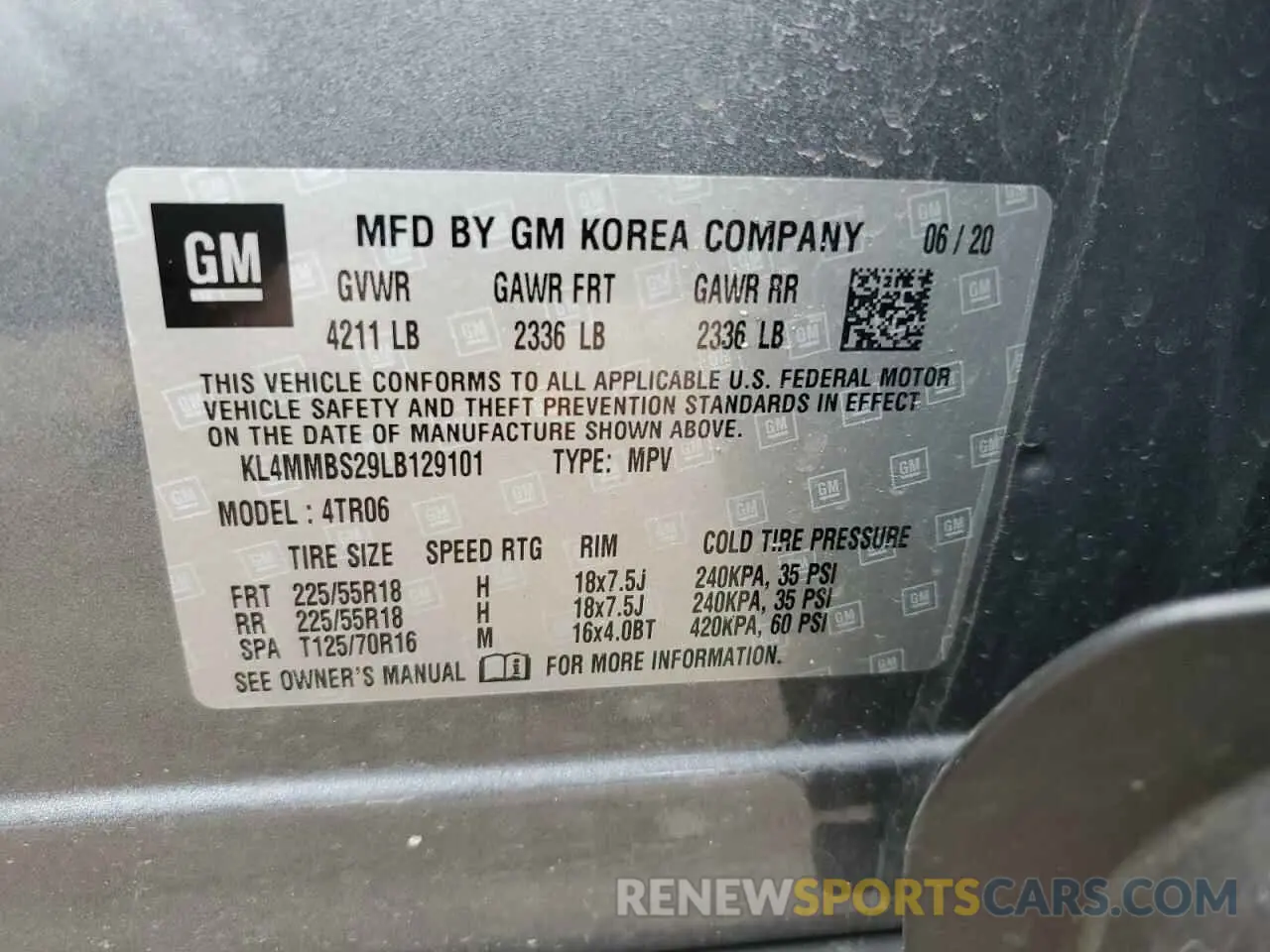 13 Photograph of a damaged car KL4MMBS29LB129101 BUICK ENCORE 2020