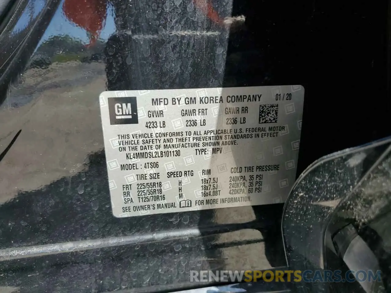 13 Photograph of a damaged car KL4MMDSL2LB101130 BUICK ENCORE 2020