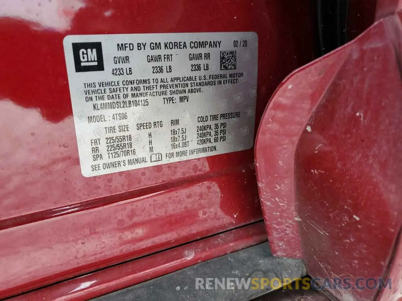 12 Photograph of a damaged car KL4MMDSL2LB104125 BUICK ENCORE 2020
