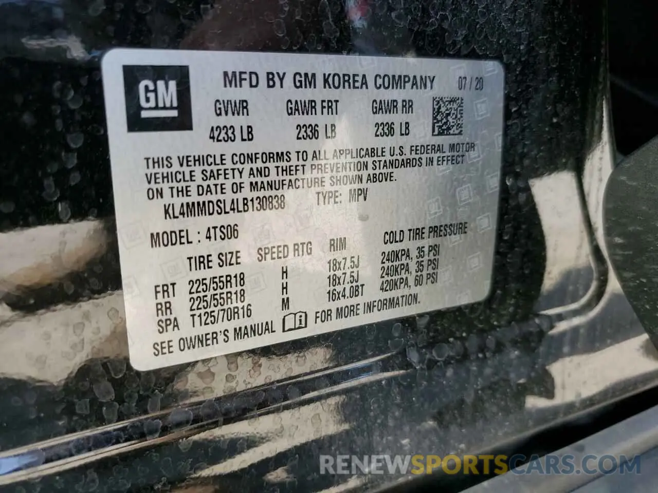 15 Photograph of a damaged car KL4MMDSL4LB130838 BUICK ENCORE 2020