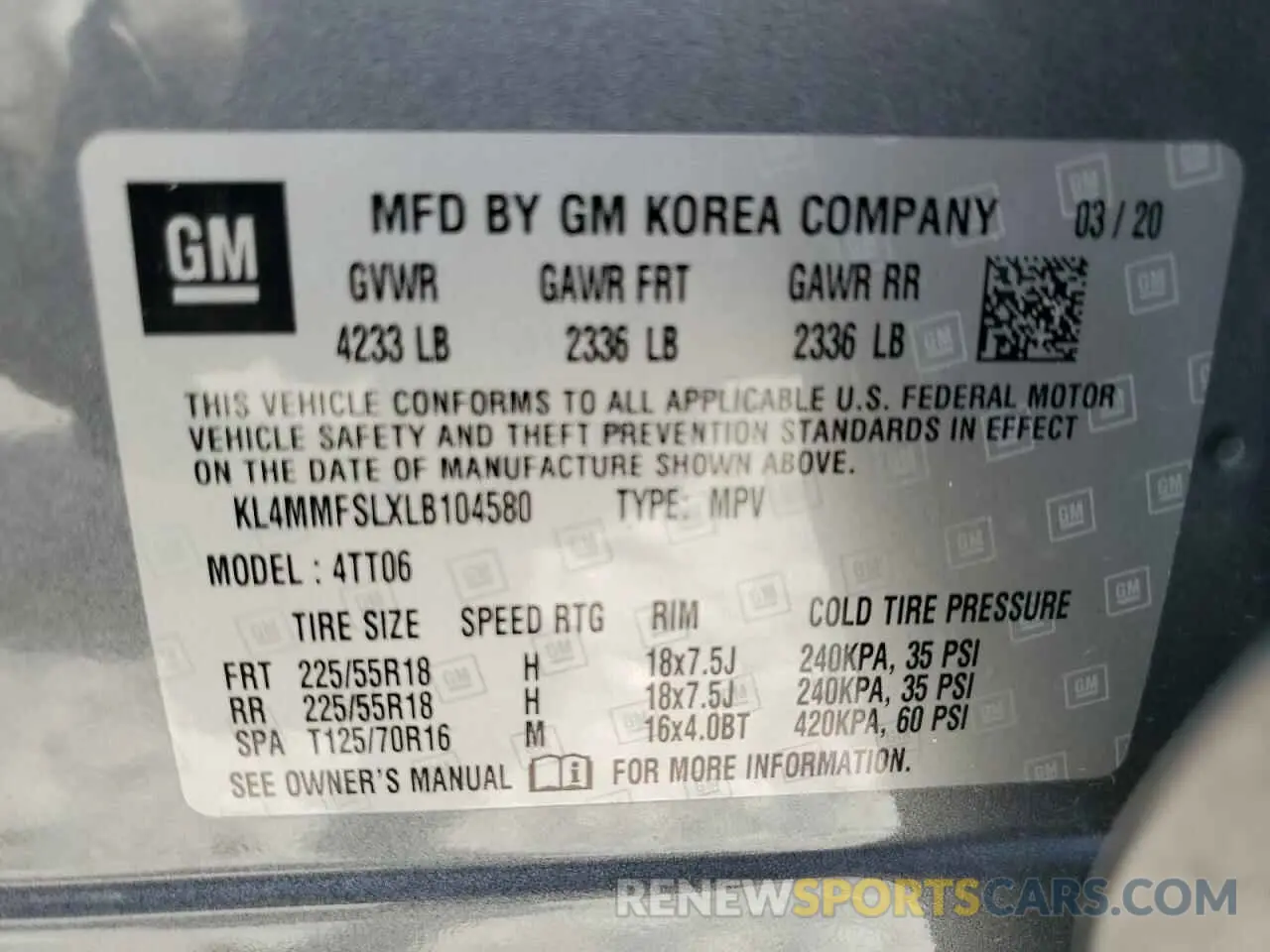 14 Photograph of a damaged car KL4MMFSLXLB104580 BUICK ENCORE 2020