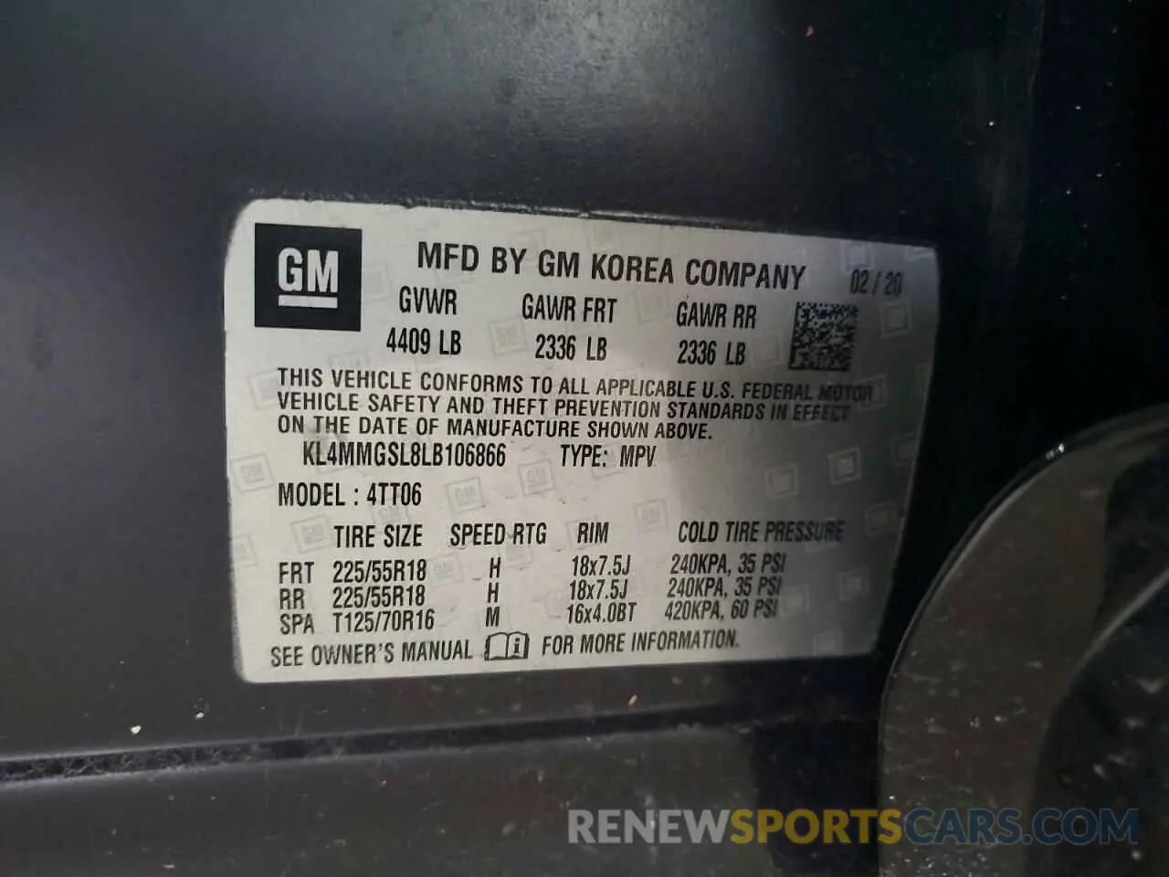 13 Photograph of a damaged car KL4MMGSL8LB106866 BUICK ENCORE 2020