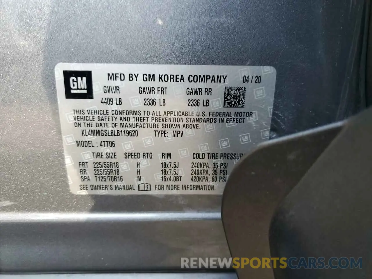 13 Photograph of a damaged car KL4MMGSL8LB119620 BUICK ENCORE 2020