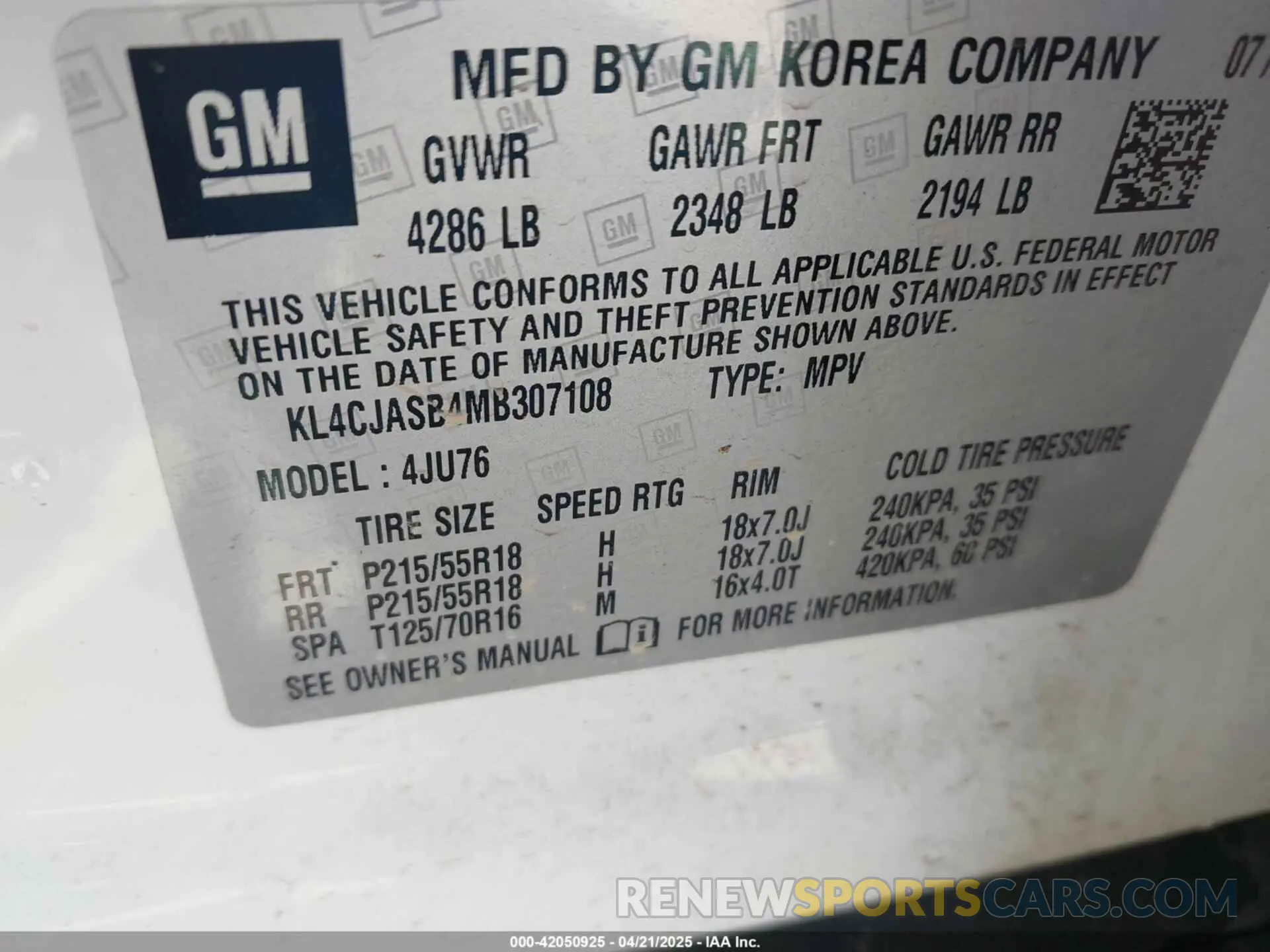 9 Photograph of a damaged car KL4CJASB4MB307108 BUICK ENCORE 2021