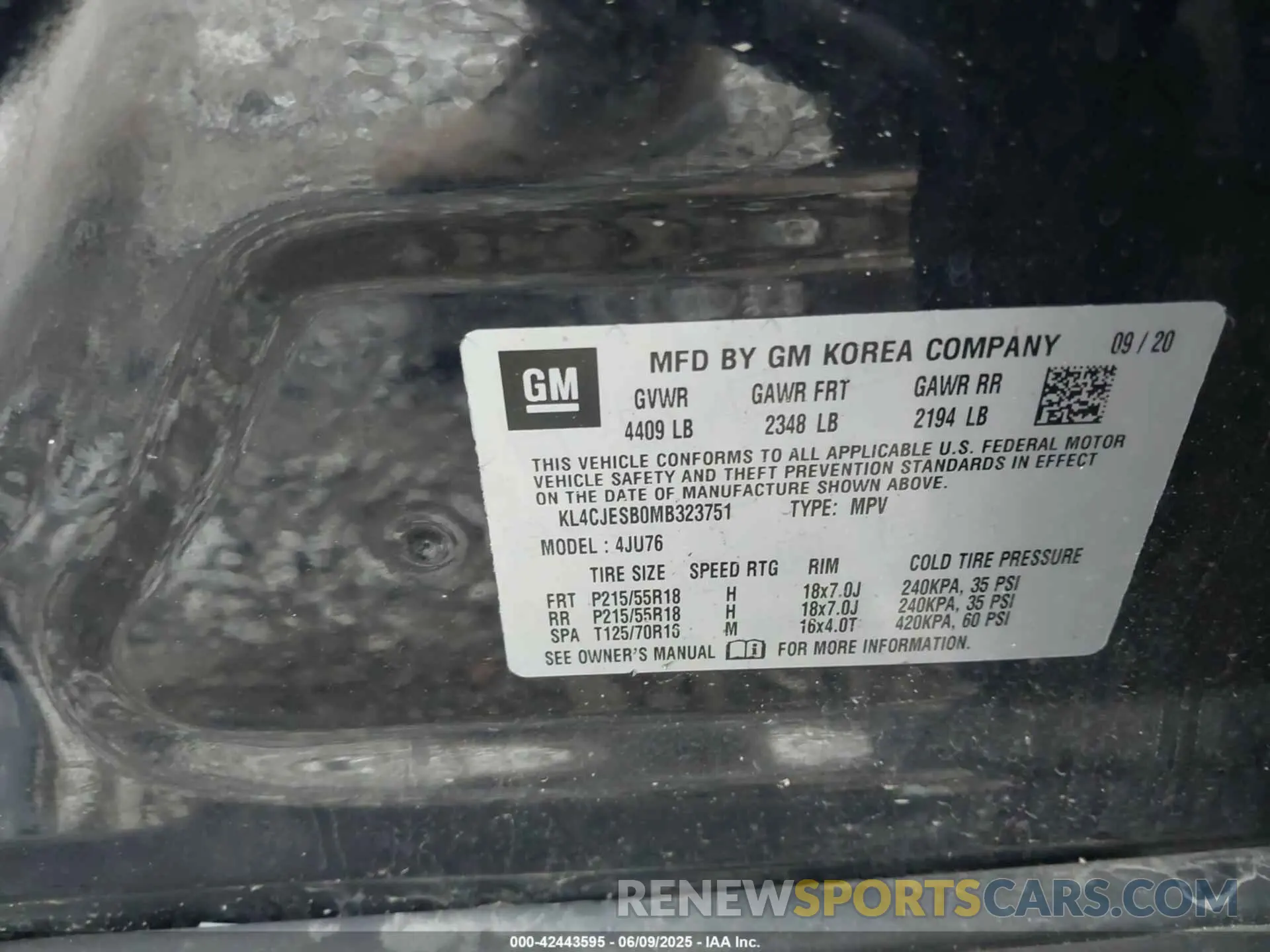 9 Photograph of a damaged car KL4CJESB0MB323751 BUICK ENCORE 2021