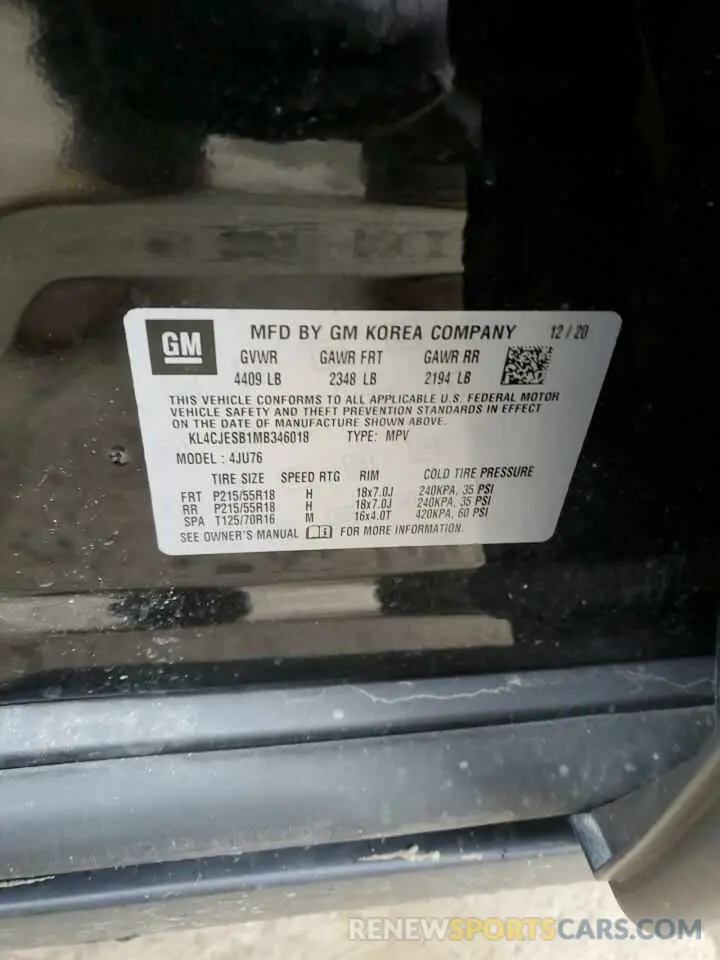 12 Photograph of a damaged car KL4CJESB1MB346018 BUICK ENCORE 2021