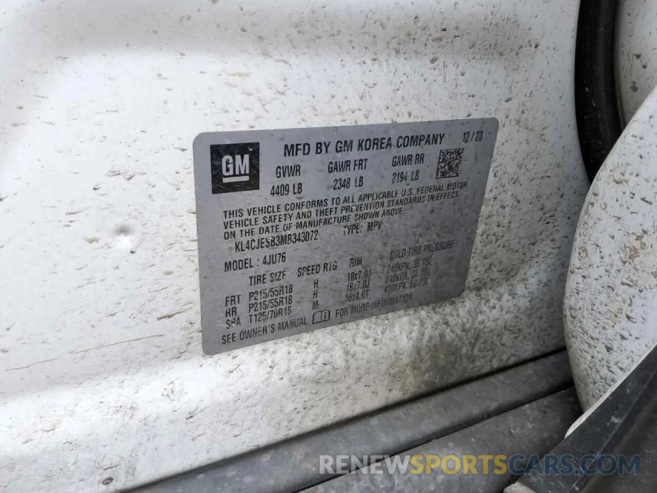 12 Photograph of a damaged car KL4CJESB3MB343072 BUICK ENCORE 2021