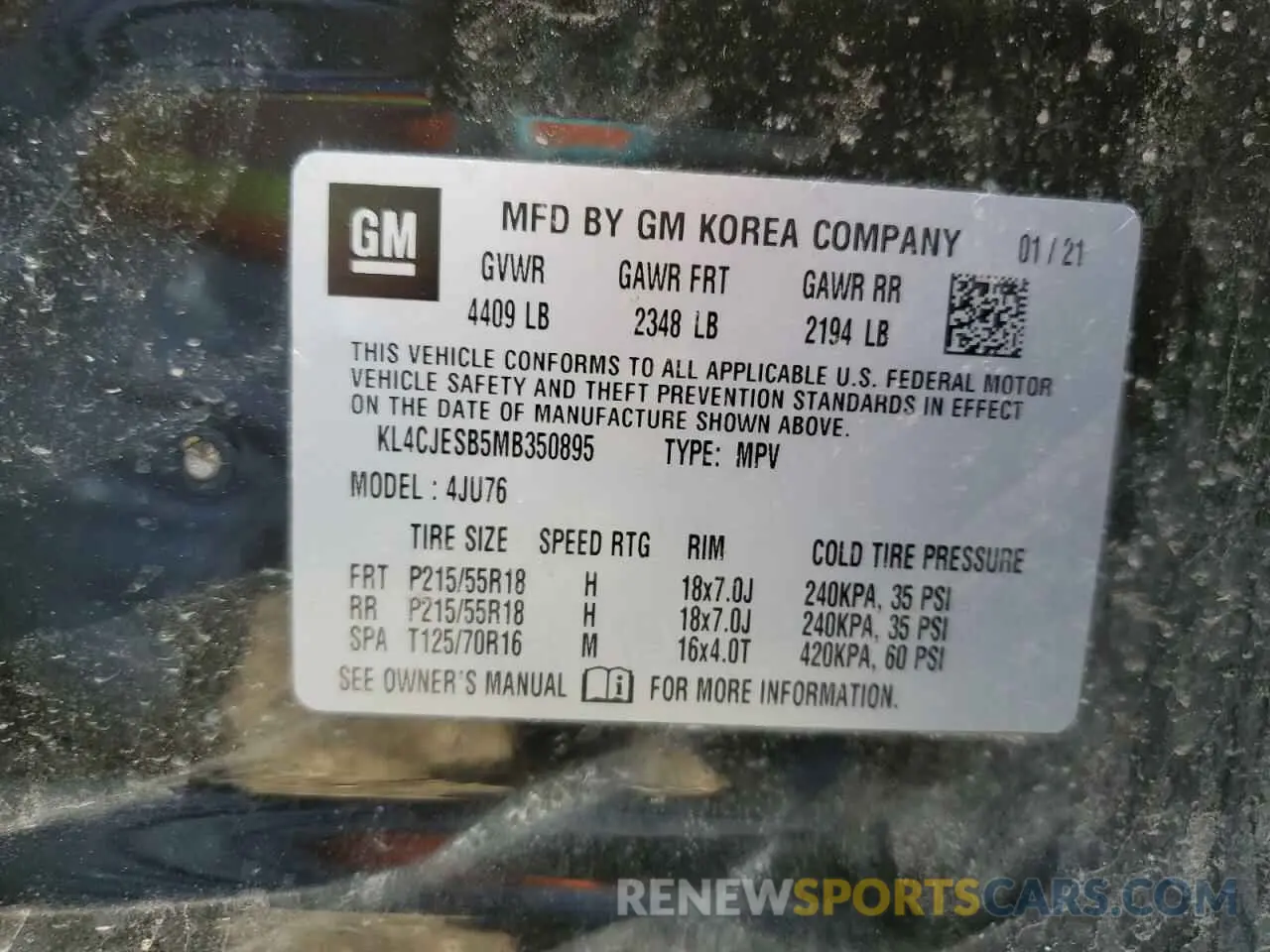 13 Photograph of a damaged car KL4CJESB5MB350895 BUICK ENCORE 2021