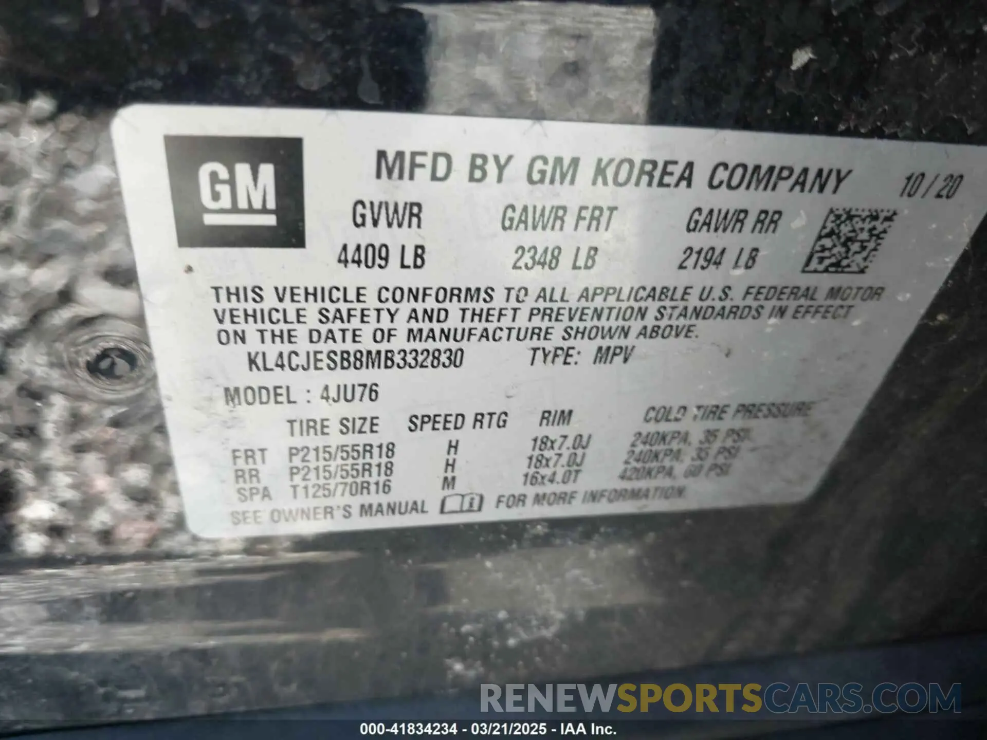 9 Photograph of a damaged car KL4CJESB8MB332830 BUICK ENCORE 2021