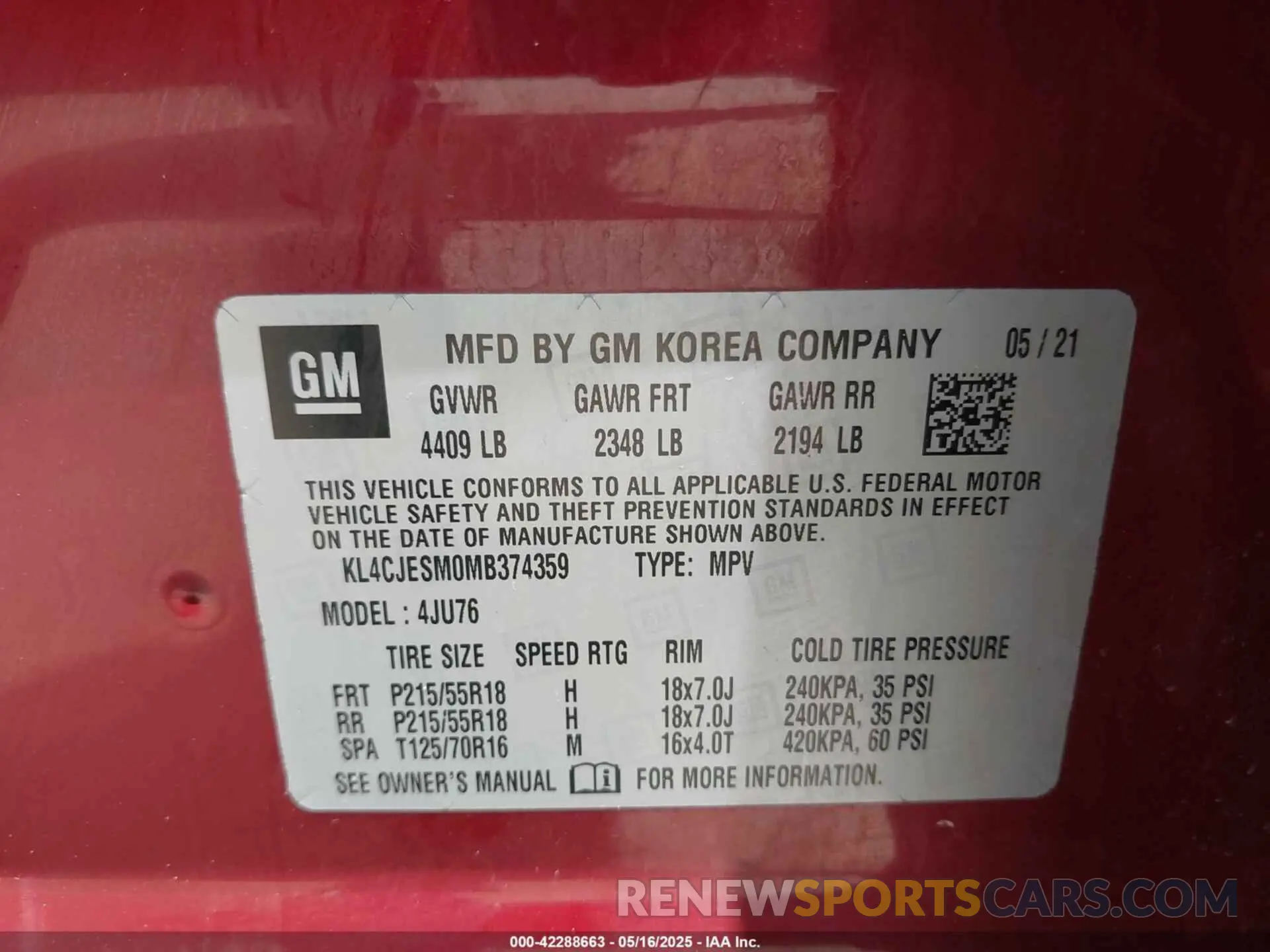 9 Photograph of a damaged car KL4CJESM0MB374359 BUICK ENCORE 2021