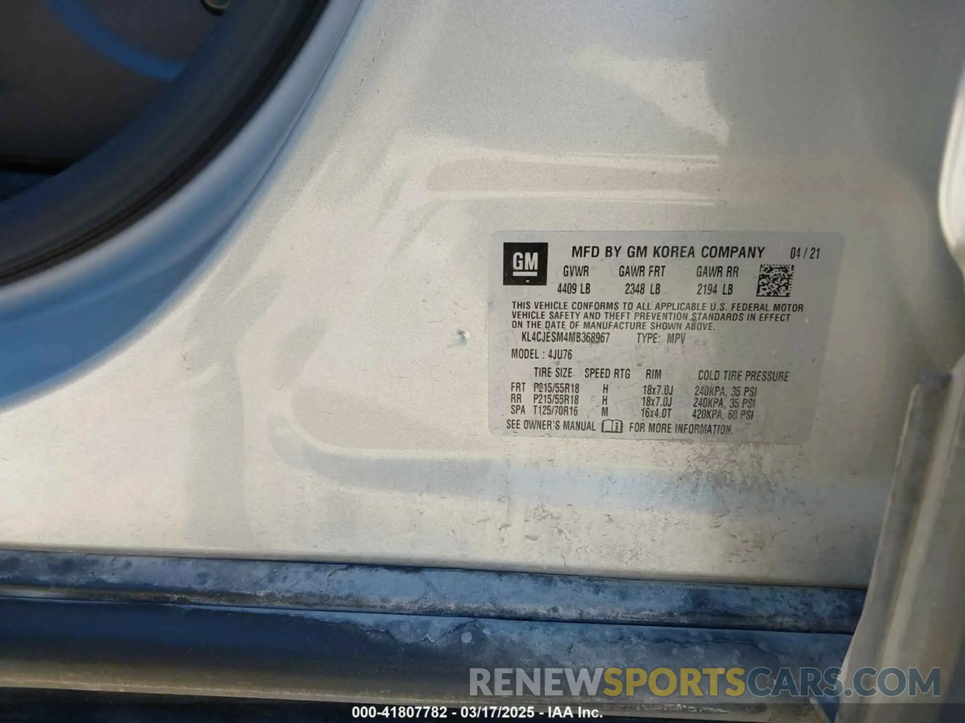 9 Photograph of a damaged car KL4CJESM4MB368967 BUICK ENCORE 2021