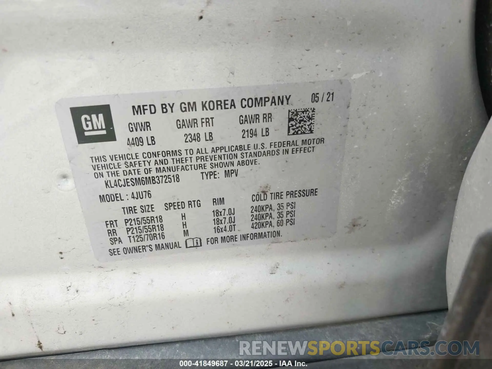 9 Photograph of a damaged car KL4CJESM6MB372518 BUICK ENCORE 2021