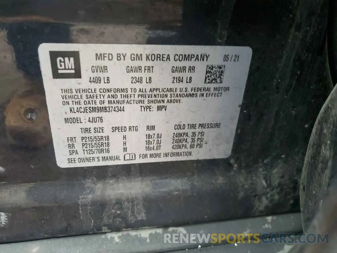 13 Photograph of a damaged car KL4CJESM9MB374344 BUICK ENCORE 2021