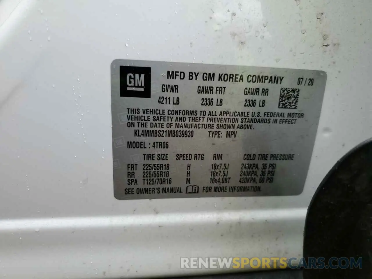 14 Photograph of a damaged car KL4MMBS21MB039930 BUICK ENCORE 2021