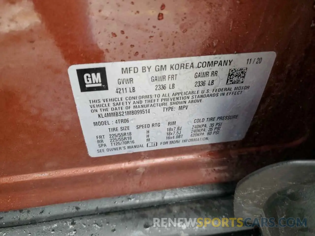 13 Photograph of a damaged car KL4MMBS21MB099514 BUICK ENCORE 2021