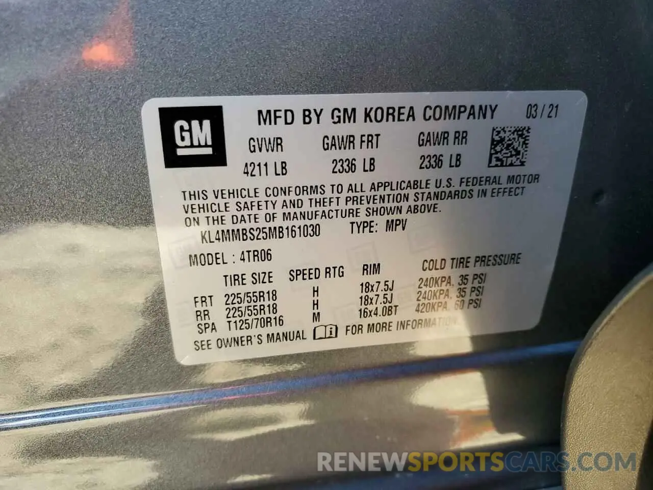 13 Photograph of a damaged car KL4MMBS25MB161030 BUICK ENCORE 2021