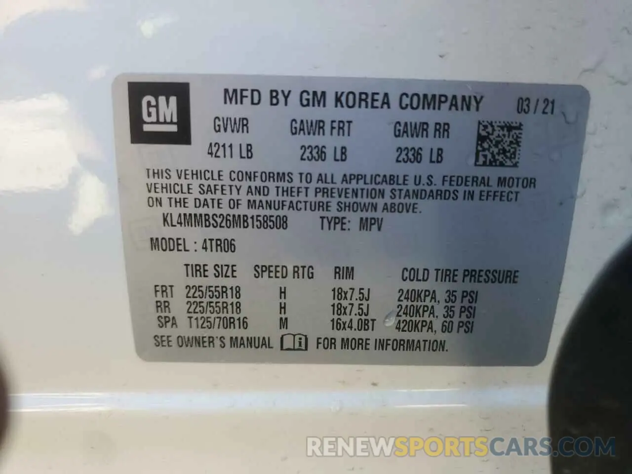 13 Photograph of a damaged car KL4MMBS26MB158508 BUICK ENCORE 2021