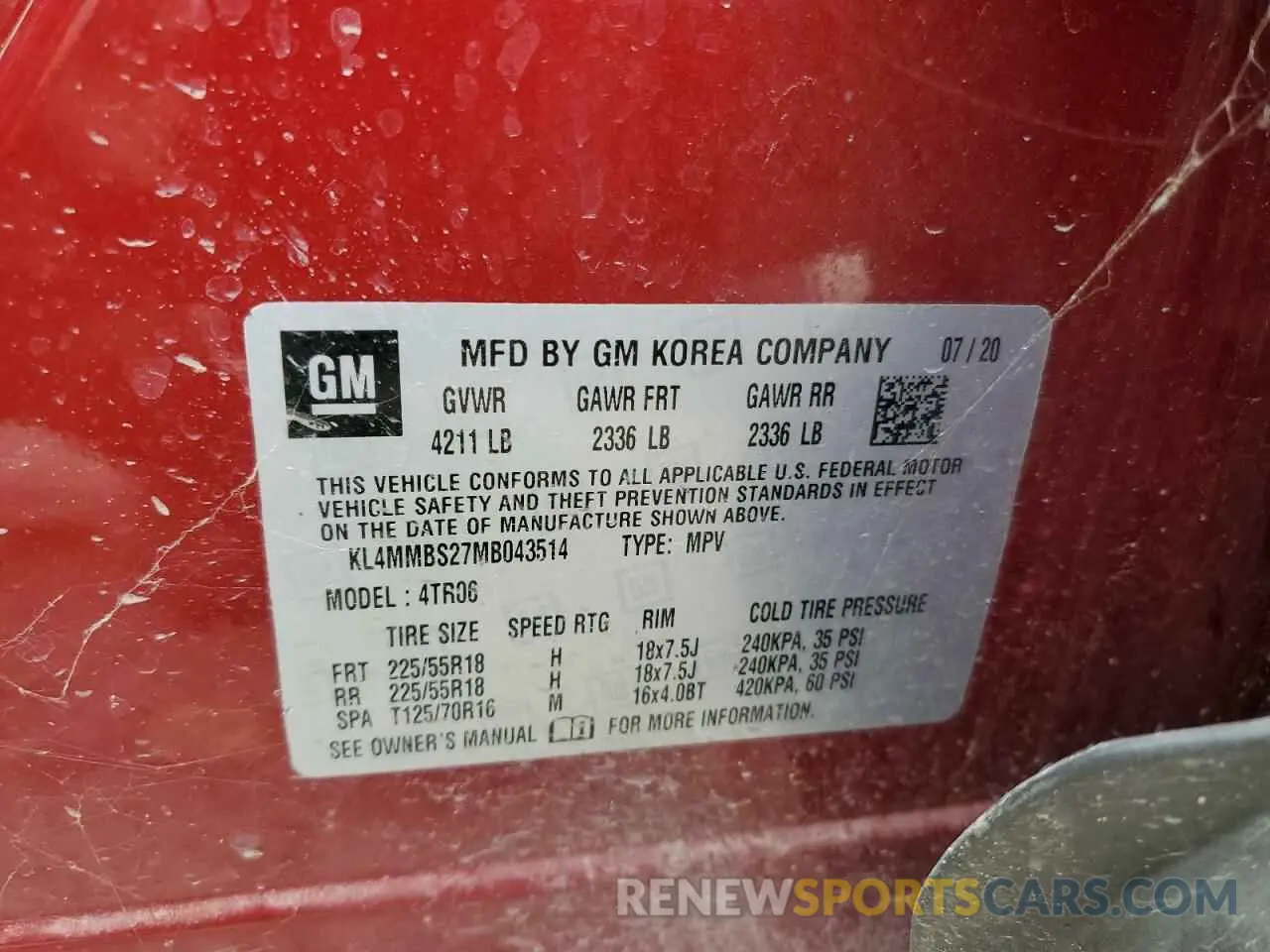 14 Photograph of a damaged car KL4MMBS27MB043514 BUICK ENCORE 2021