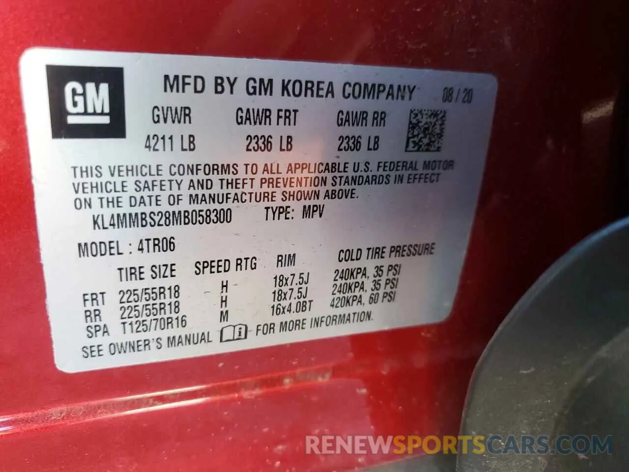 13 Photograph of a damaged car KL4MMBS28MB058300 BUICK ENCORE 2021