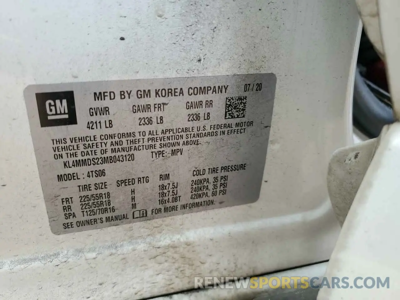 13 Photograph of a damaged car KL4MMDS23MB043120 BUICK ENCORE 2021