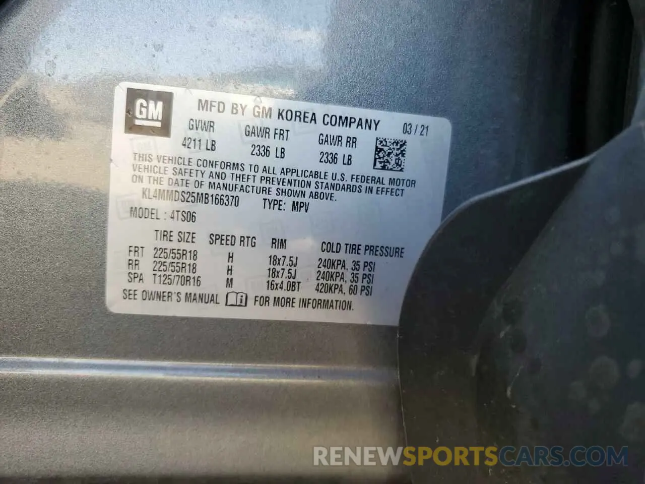 13 Photograph of a damaged car KL4MMDS25MB166370 BUICK ENCORE 2021