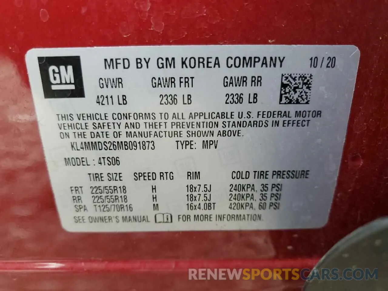 13 Photograph of a damaged car KL4MMDS26MB091873 BUICK ENCORE 2021